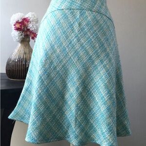 Vintage Turquoise Woven Fitted Flare Skirt Skirt 29
